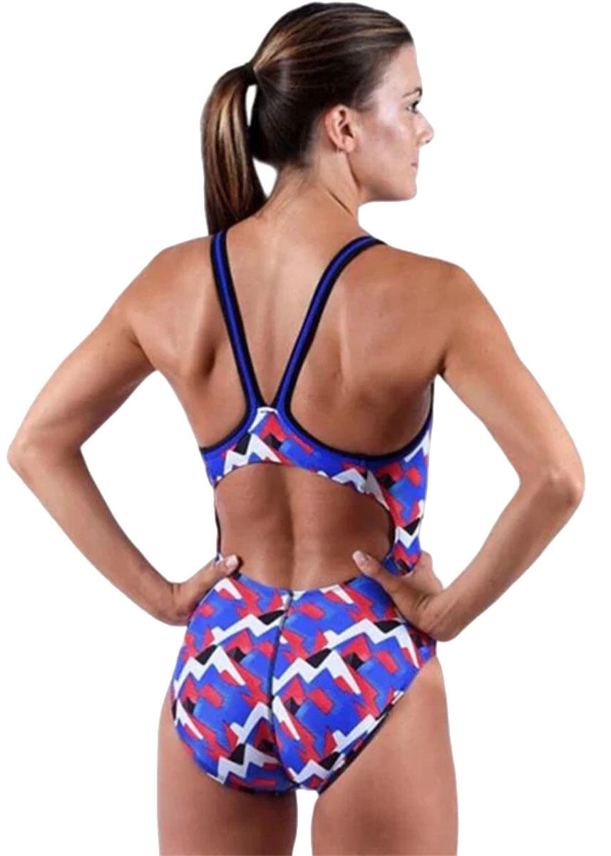 Costume Dolfin Girls XtraSleek Eco Denali DBX Rosso/Bianco/Blu UK26 4/5