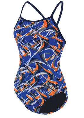 Dolfin reliance predator meisjesbadpak - blauw/oranje uk 26