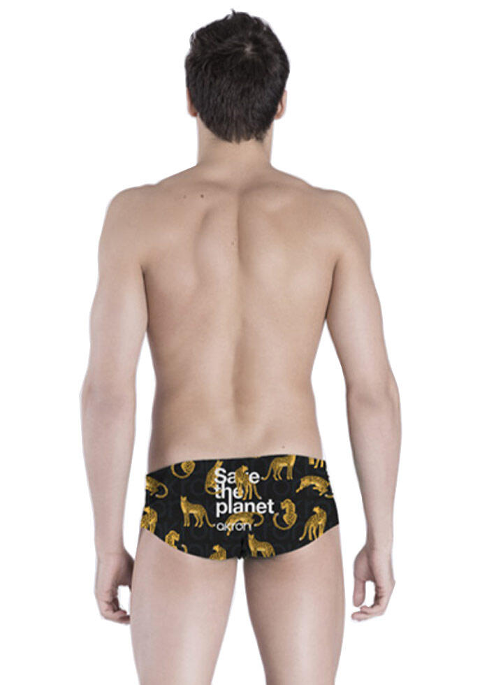 Bañador hombre Akron Save The Leopard Trainer - Negro/Amarillo - Talla 28 2/2