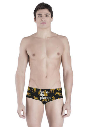 Boxer de bain Akron Save The Leopard homme - Noir/Jaune - Taille UK 28 (EU 38)