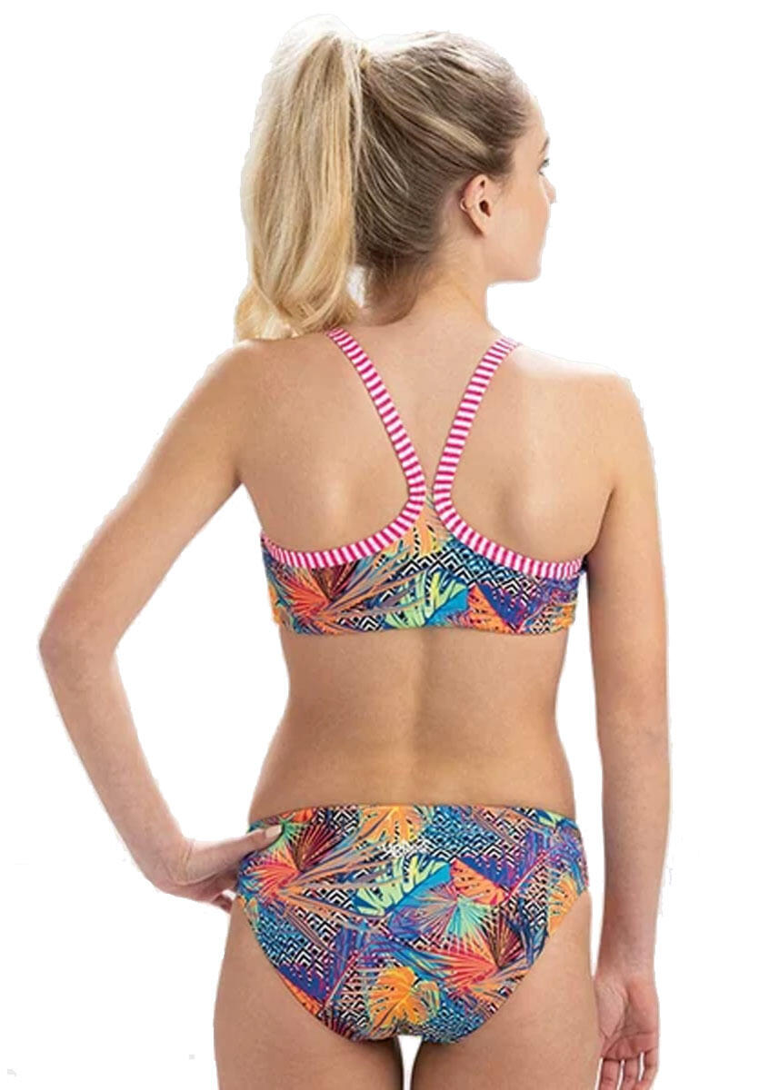 DOLFIN női Hyper Tropic edző kétrészes bikini XS kék fluo korall 3/4