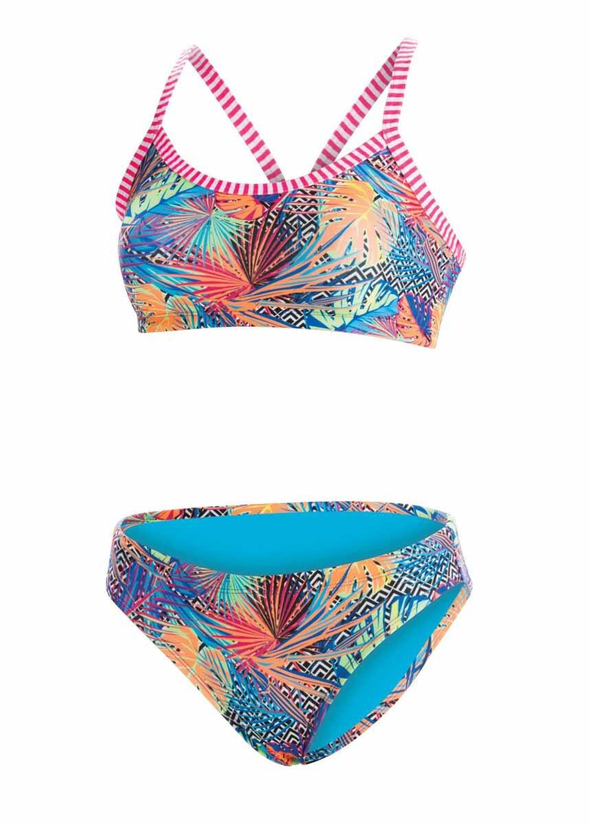 DOLFIN női Hyper Tropic edző kétrészes bikini XS kék fluo korall 2/4