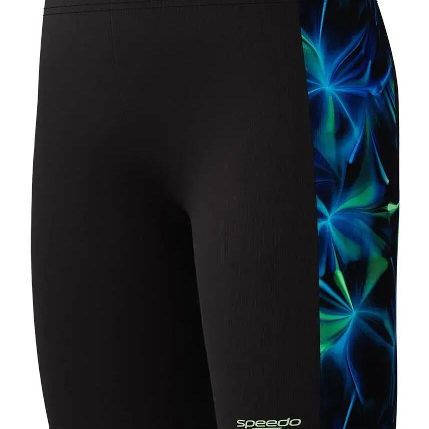 SPEEDO Boys Digital Print Panel Jammer Black/Green 7-8Y