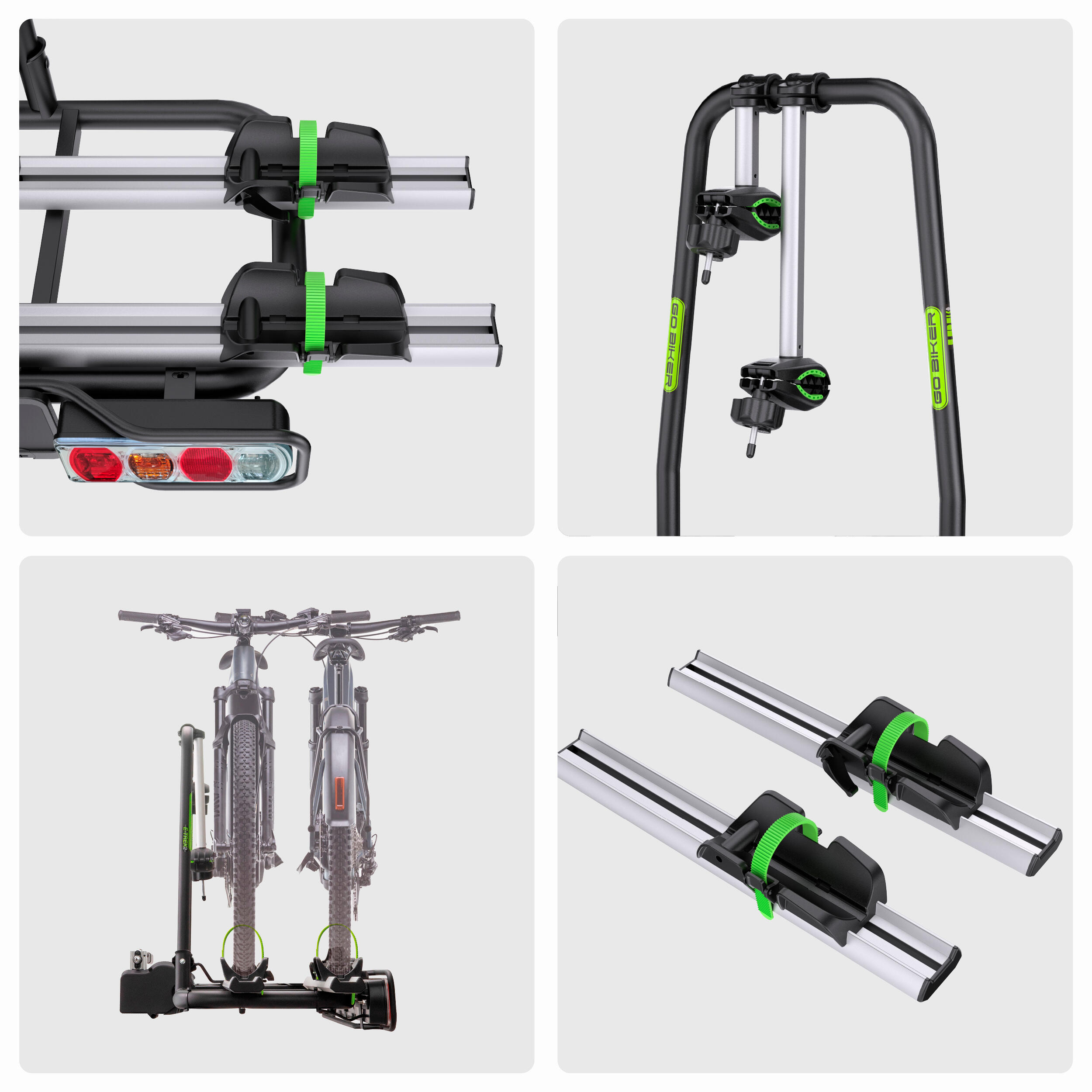 Fietsendrager E-TREK 2-bal voor 2 elektrische fietsen - 30 kg/rail - opvouwbaar 3/7