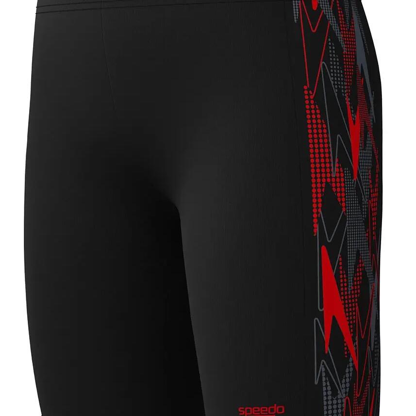 Speedo Boys Plastisol Placement Jammer, Anthracite & High Risk Red, 9-10Y