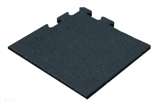 Rubber Tegel Zwart 50mm - 50x50 cm - Puzzelsysteem Hoekstuk