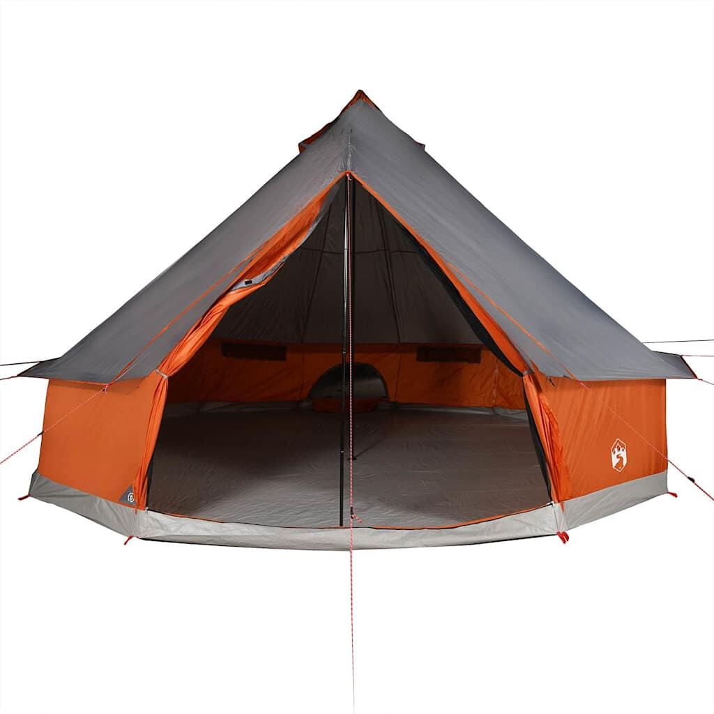 Tente tipi VidaXL 10 personnes imperméable gris et orange 7/7