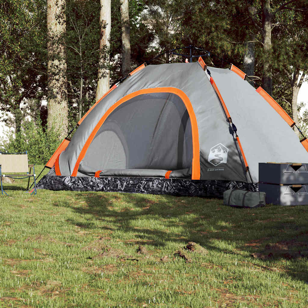 VidaXL Schnellaufbau-Zelt für 5–6 Personen grau/orange 3/7