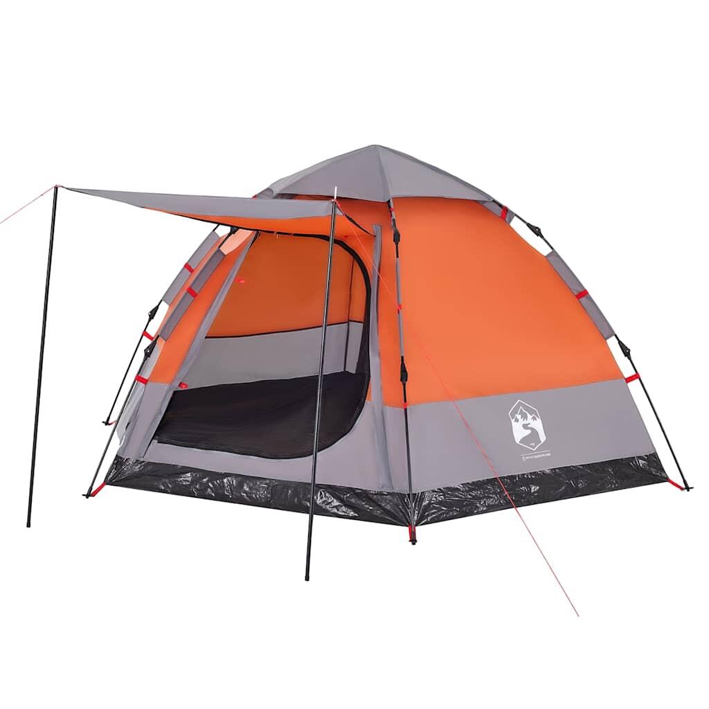 Tente de camping VidaXL 4 personnes à ouverture rapide, gris/orange 7/7