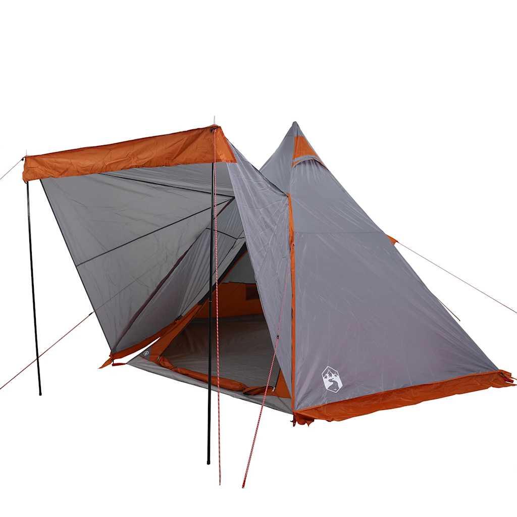 Tente tipi VidaXL 6 personnes imperméable gris et orange 3/7
