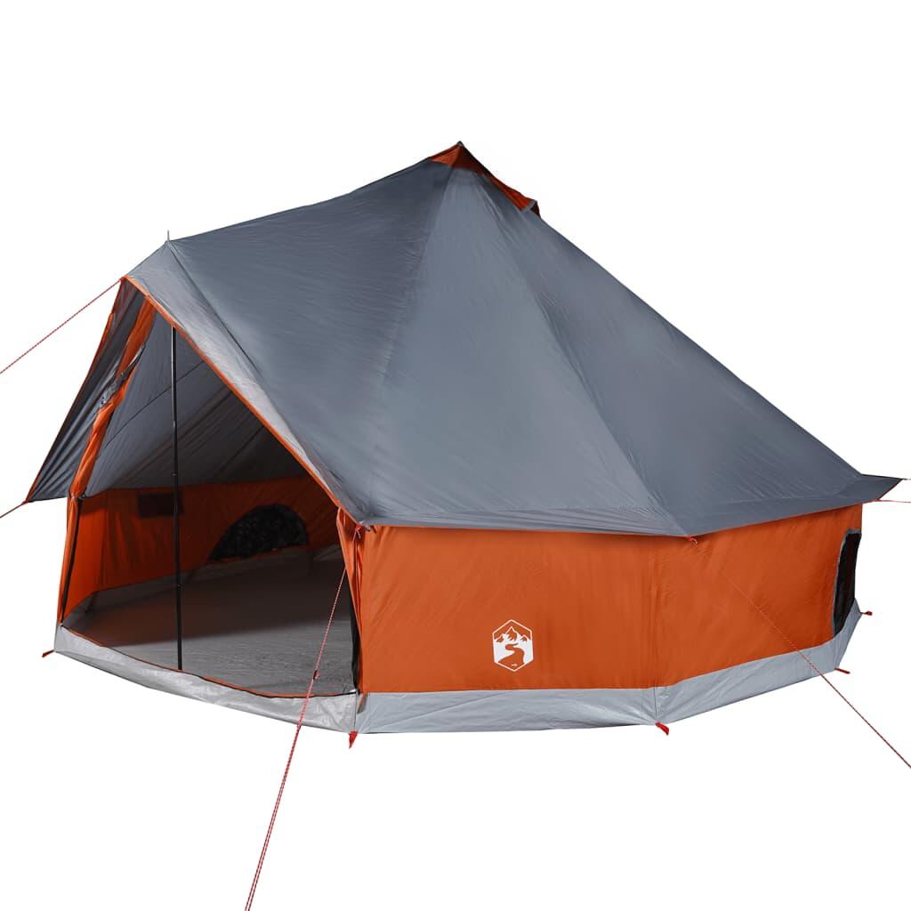 Tente Tipi VidaXL 8 personnes étanche grise et orange 2/7