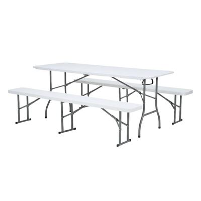 Opvouwbare brasserietafel met twee banken, axi elba, wit