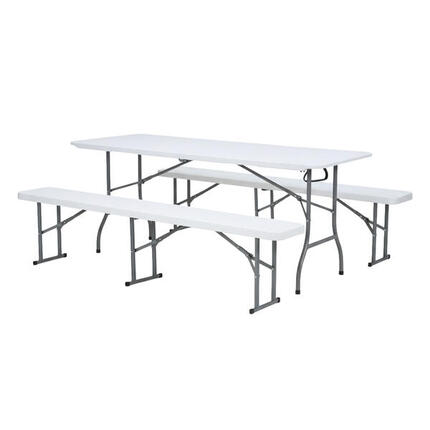 Table de brasserie pliable avec deux bancs, AXI Elba, Blanc