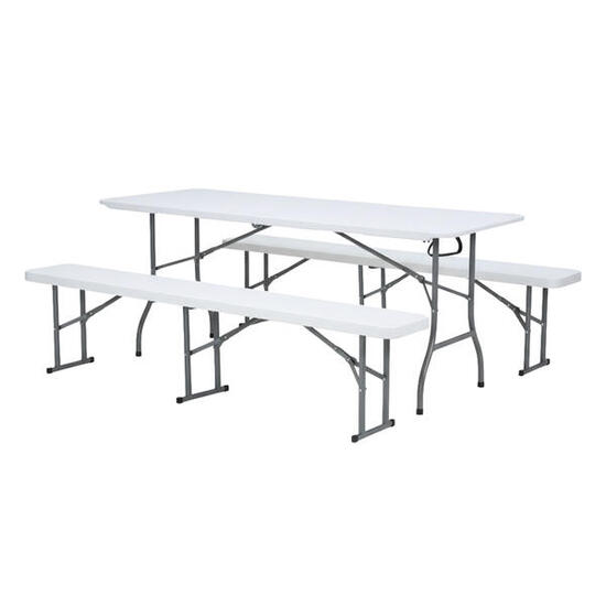 Table de brasserie pliable avec deux bancs, AXI Elba, Blanc