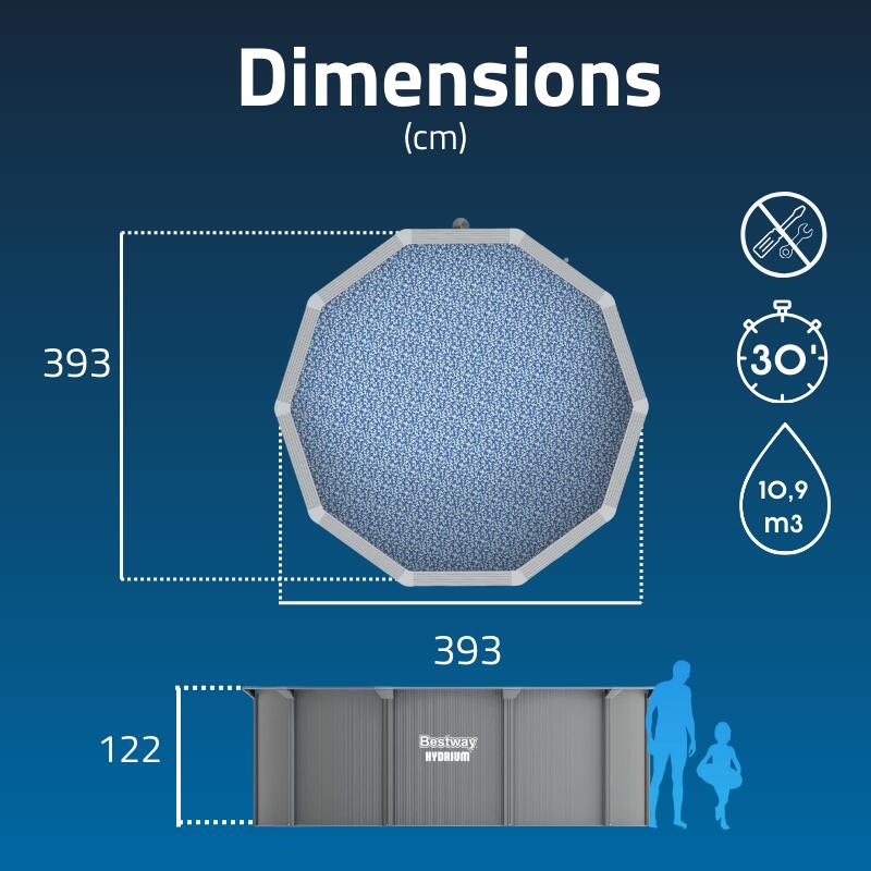 Bestway Piscine acier ronde Bestway Hydrium 366 x 122 cm gris clair 3/7