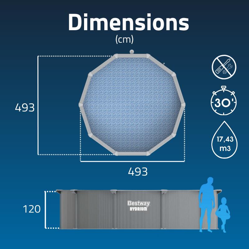 Bestway Piscine acier ronde Bestway Hydrium 457 x 122 cm gris clair 3/7