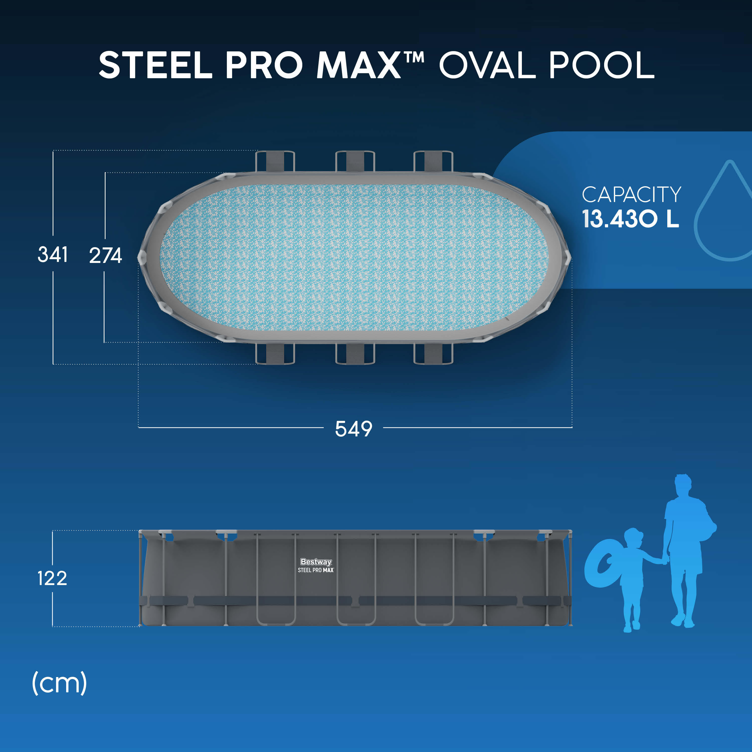 Bestway 5611K-7 Piscina base fuori terra Steel Pro Max da 549x274x122 cm 2/7
