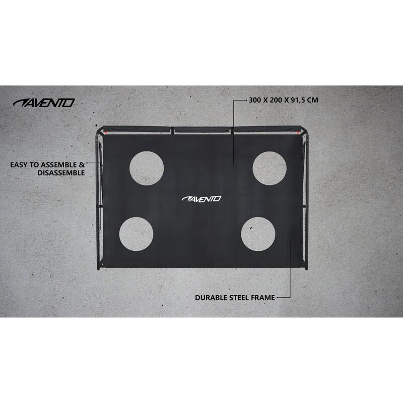 Poartă fotbal oţel Avento Target 300x200x91.5 cm, Negru