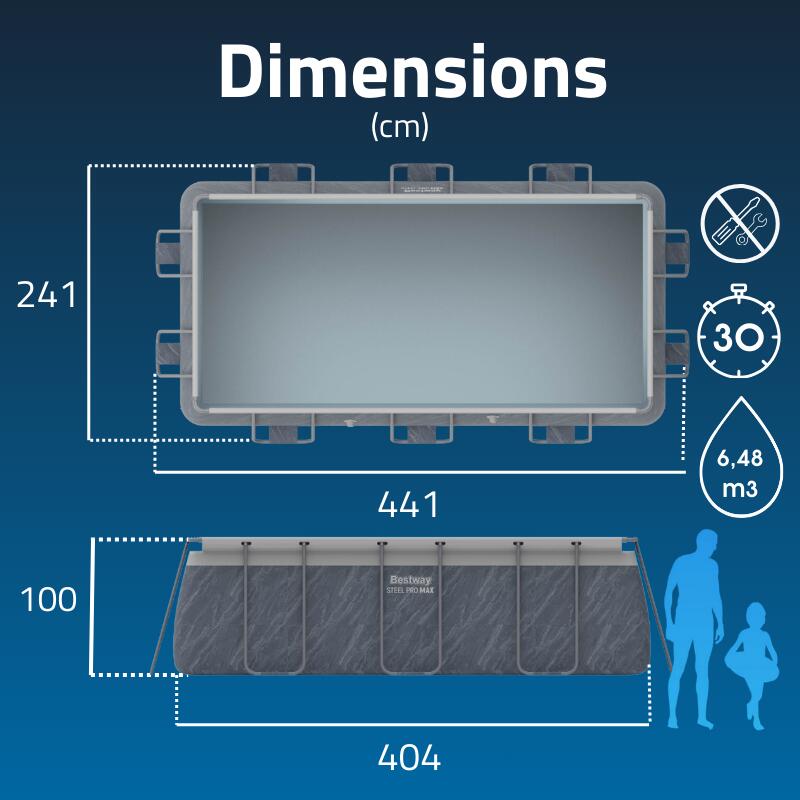 Bestway Piscine hors sol rectangulaire 404x201x100 cm Steel Pro max décor marbre 3/7