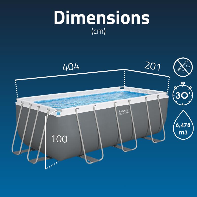 Piscina Desmontable Tubular Bestway Steel Pro Max Rectangular 404 x 201 x 100 cm 3/7
