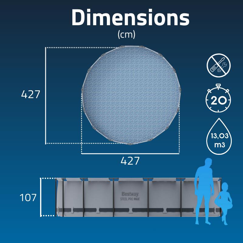 Piscina desmontable circular BESTWAY 56950 | Dimensiones: 427 x 107 cm 3/7