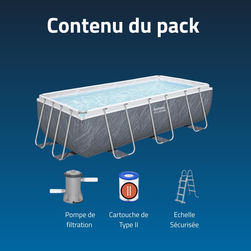Bestway Piscine hors sol rectangulaire 404x201x100 cm Steel Pro max décor marbre 4/7