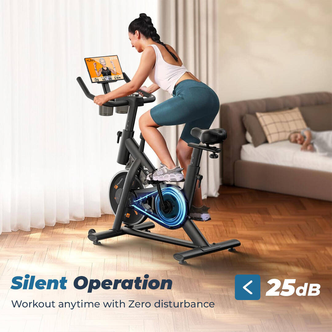 Flexnest Flexbike Lite Smart Bluetooth Exercise Cycle Cardio Spin Bike with 100 Resistance Levels, 500+ Live Classes On App For Home Gym Workout & - Black -  3