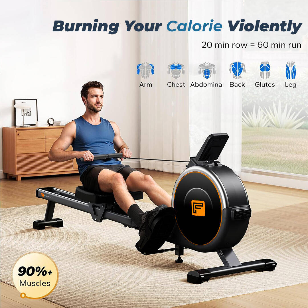 Flexnest Flexrower Lite Bluetooth-Enabled Magnetic Rowing Machine for Home Gym Black -  2