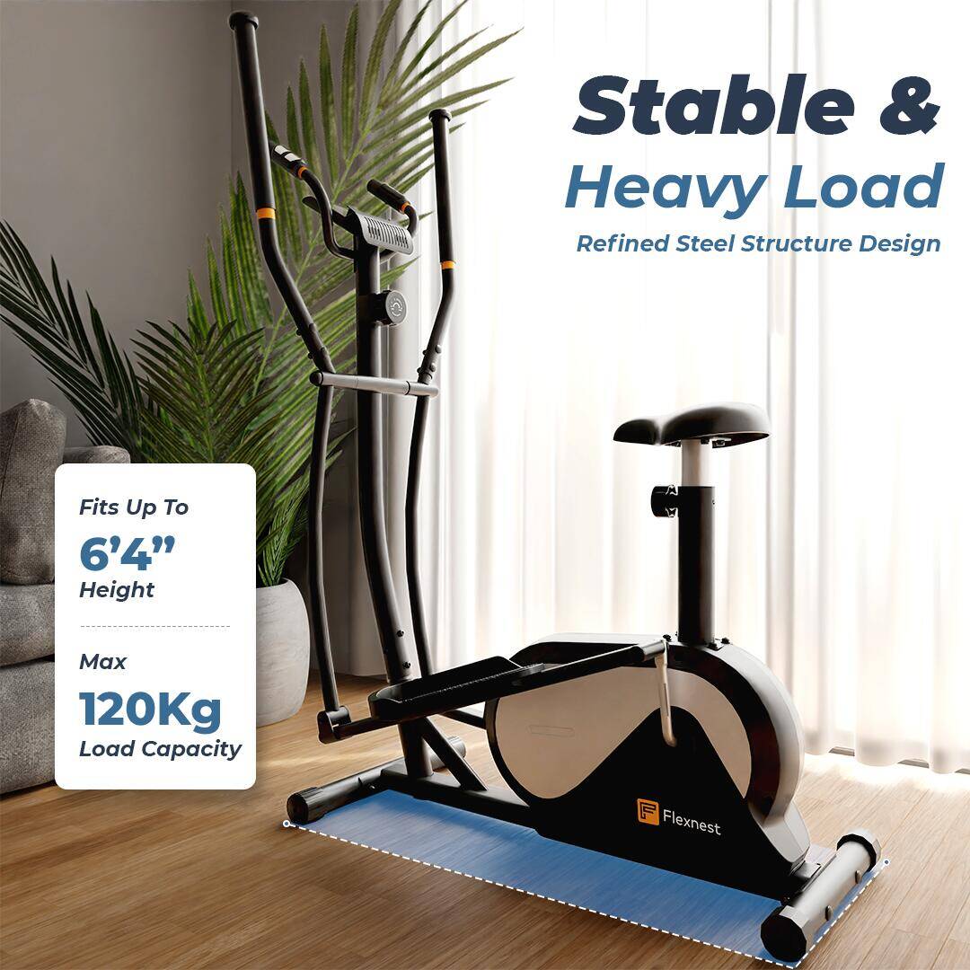 Flexnest Flextrainer EZ Bluetooth Enabled Elliptical Cross Trainer, Max Weight: 120kg - Black -  4