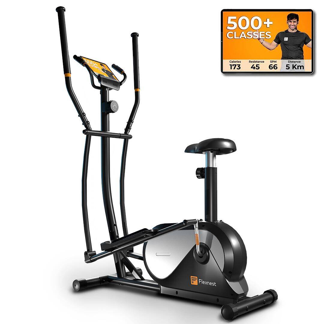 Flexnest Flextrainer EZ Bluetooth Enabled Elliptical Cross Trainer, Max Weight: 120kg - Black -  1