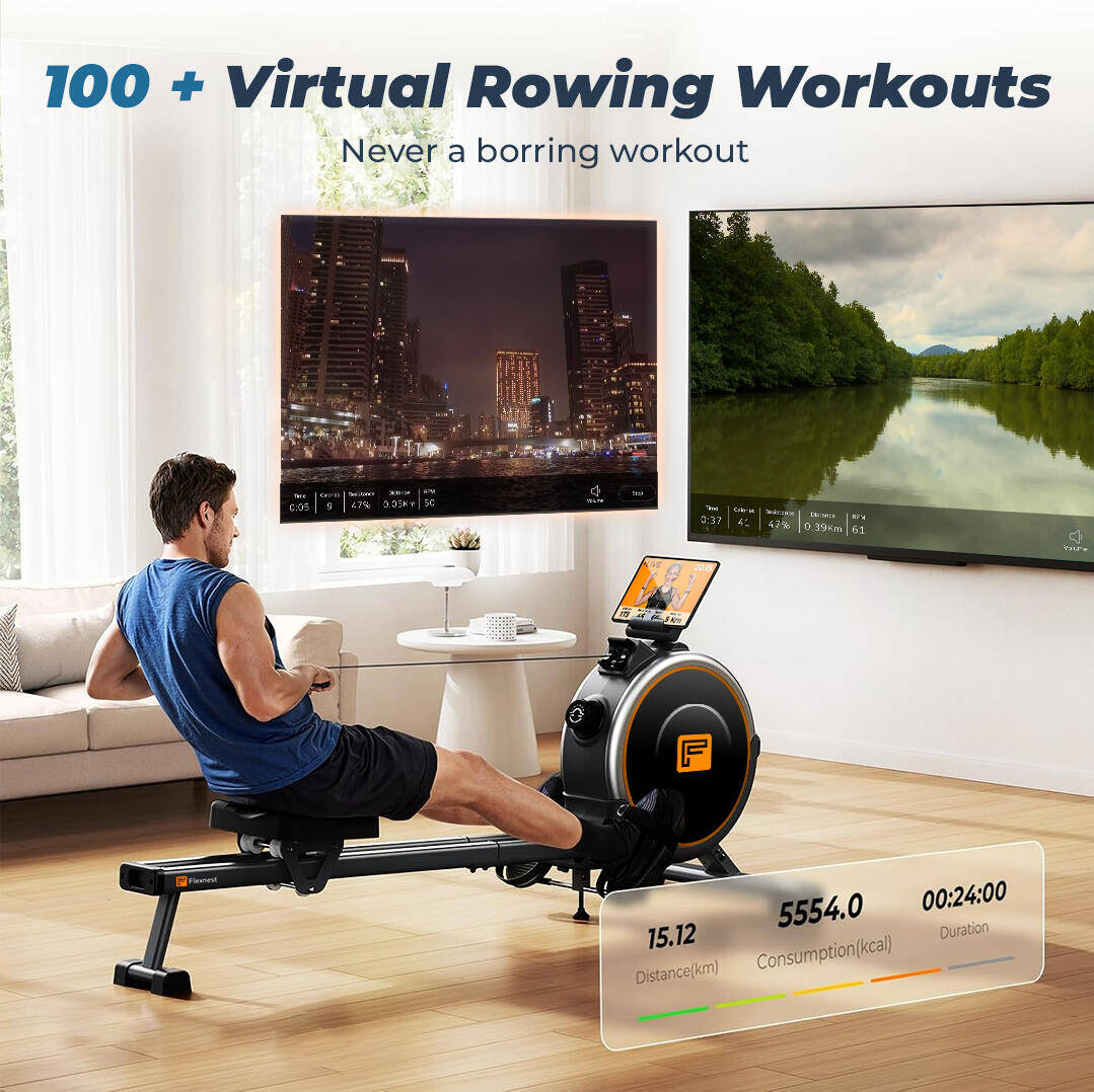 Flexnest Flexrower Lite Bluetooth-Enabled Magnetic Rowing Machine for Home Gym Black -  4