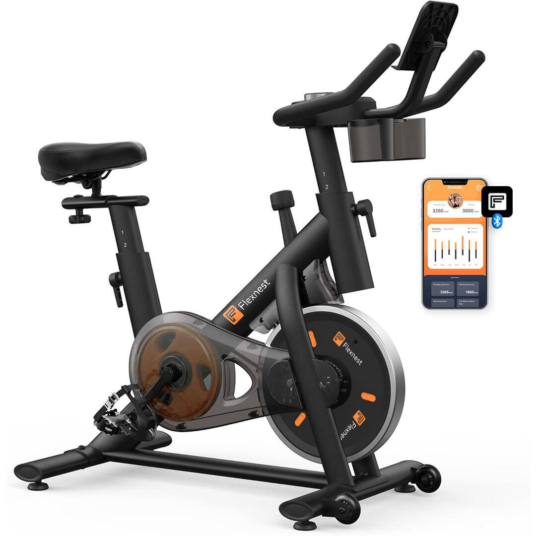 Flexnest Flexbike Lite Smart Bluetooth Exercise Cycle Cardio Spin Bike with 100 Resistance Levels, 500+ Live Classes On App For Home Gym Workout & - Black -  1