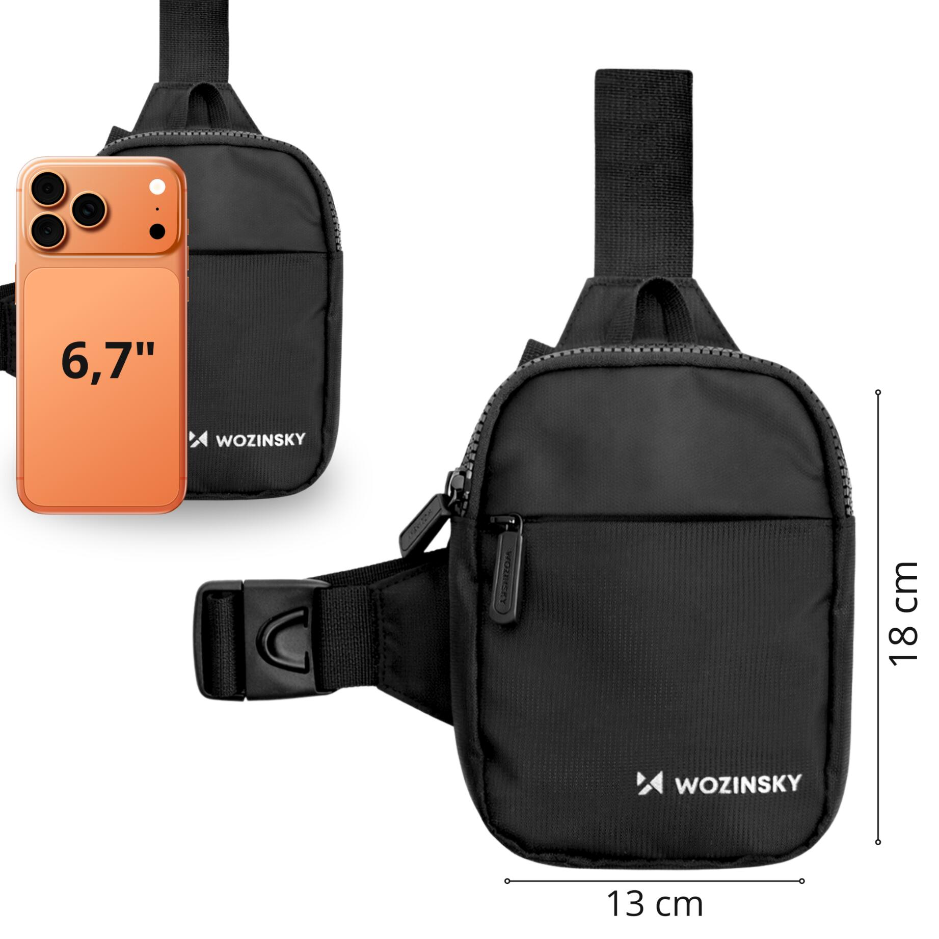 Mini sac bandoulière imperméable Wozinsky avec fermeture éclair 2/7