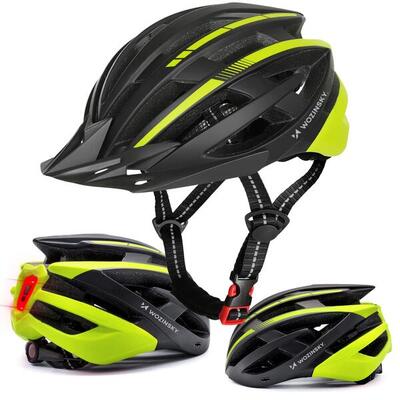 Casco da mountain bike Wozinsky taglia M 54–57 cm con luce USB nero-giallo