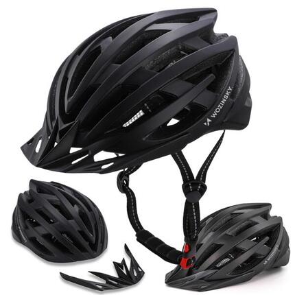 Kask rowerowy MTB Wozinsky L z lampką USB odpinany daszek czarny