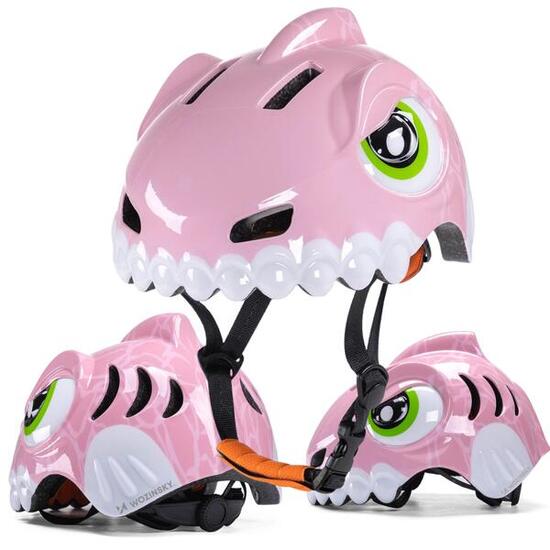 Casco da bici per bambini Wozinsky con motivo dinosauro taglia S – rosa