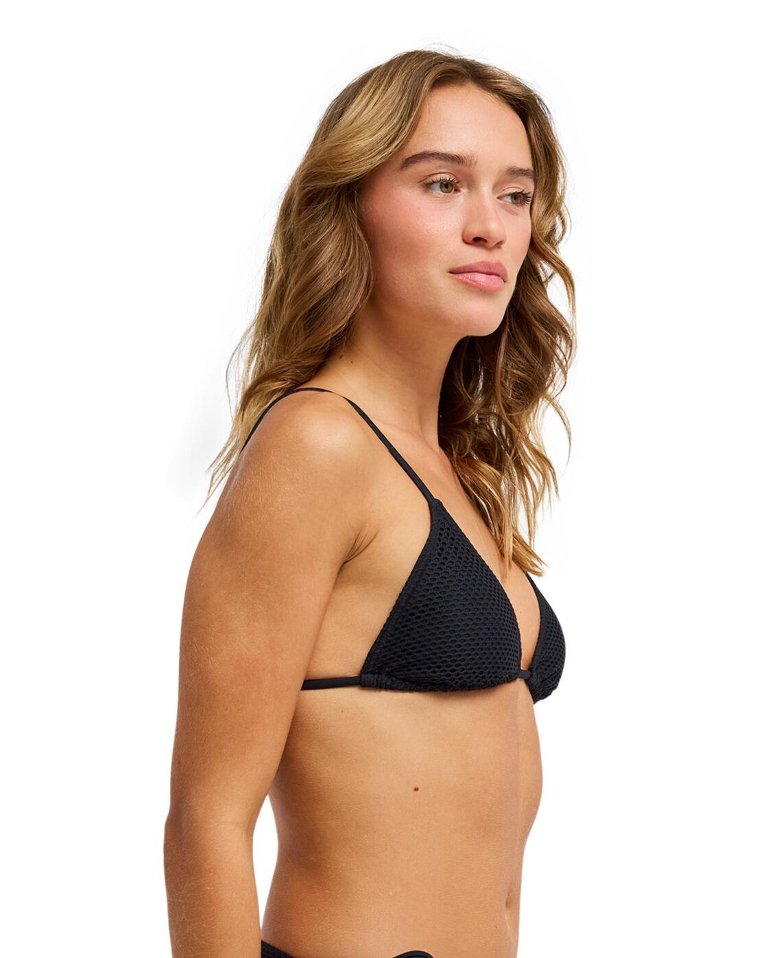 Top de bikini triangular ROXY ISLAND TIKI TRI Negro Mujer 3/4
