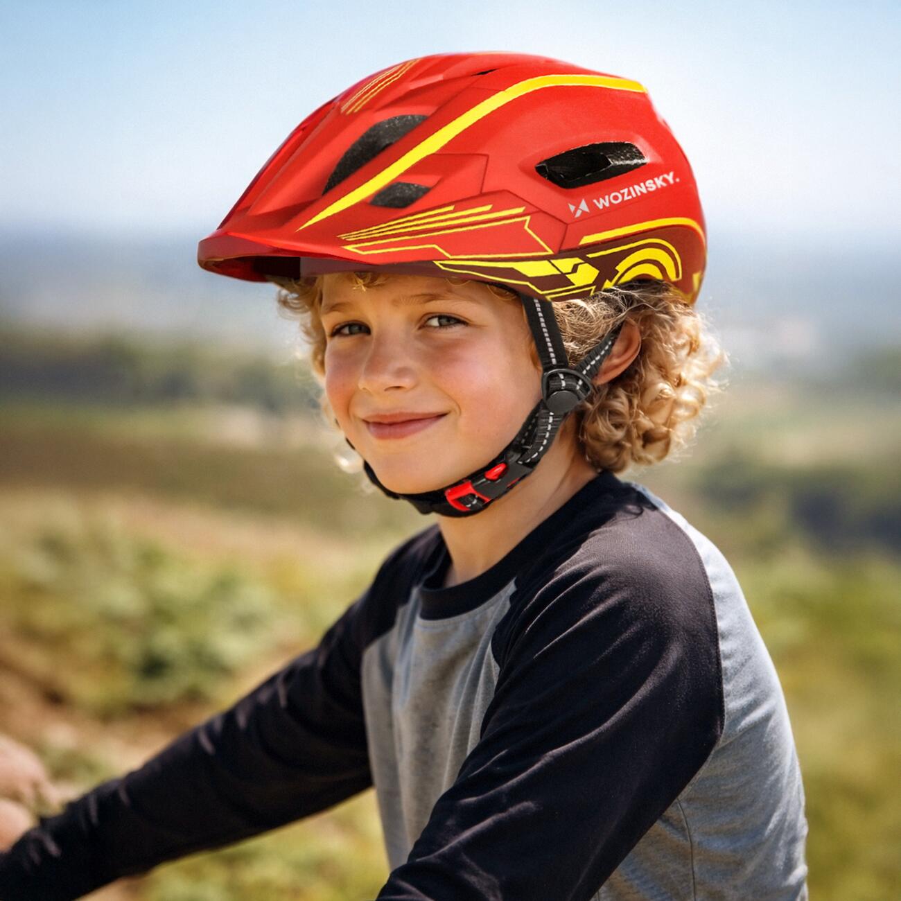 Kask rowerowy fullface dziecięcy Wozinsky 52–56 cm lampka USB odpinana szczęka 6/7