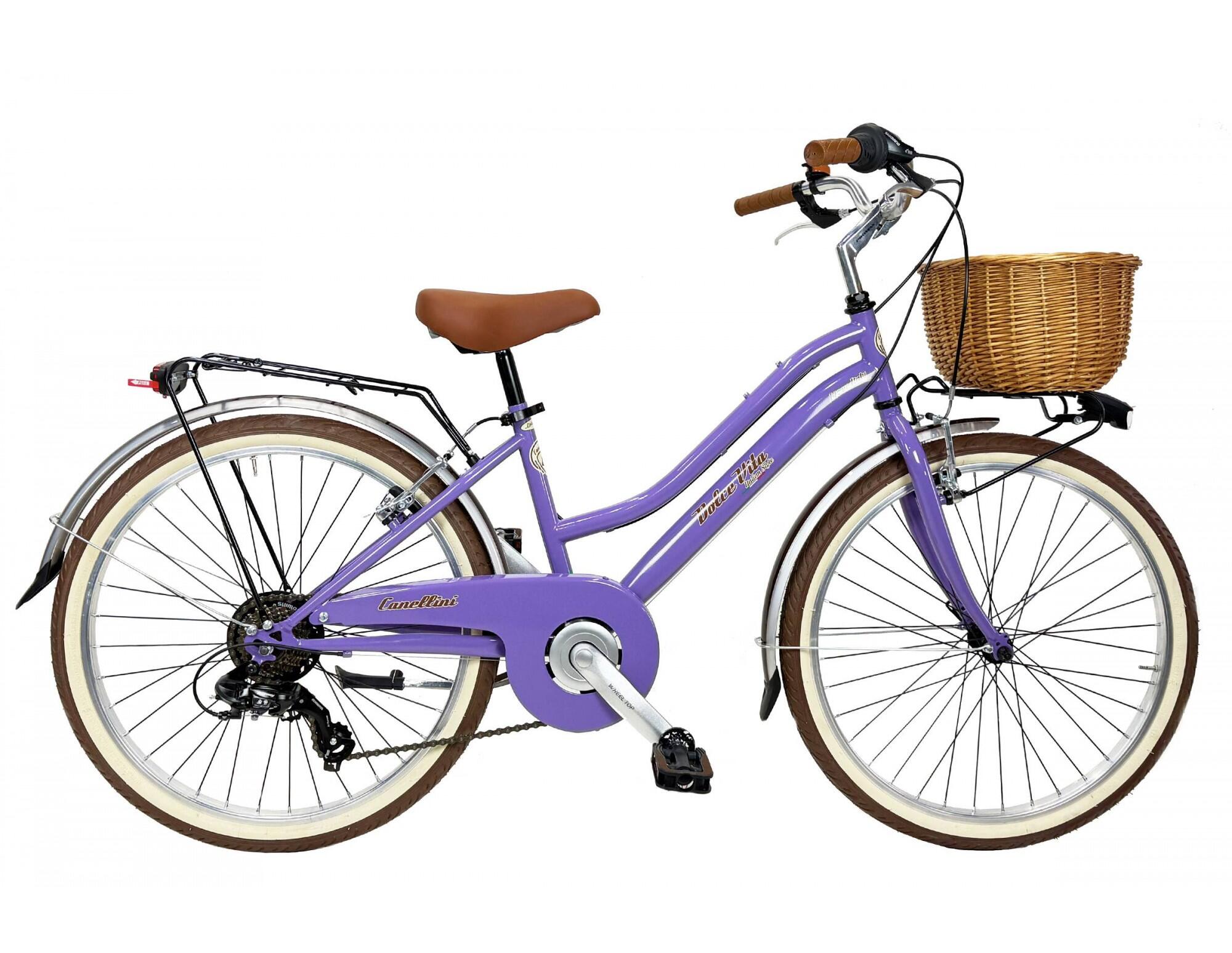Bicicletă pentru fete Dolce Vita by Canellini JUNIOR 24 cu coș - Violet