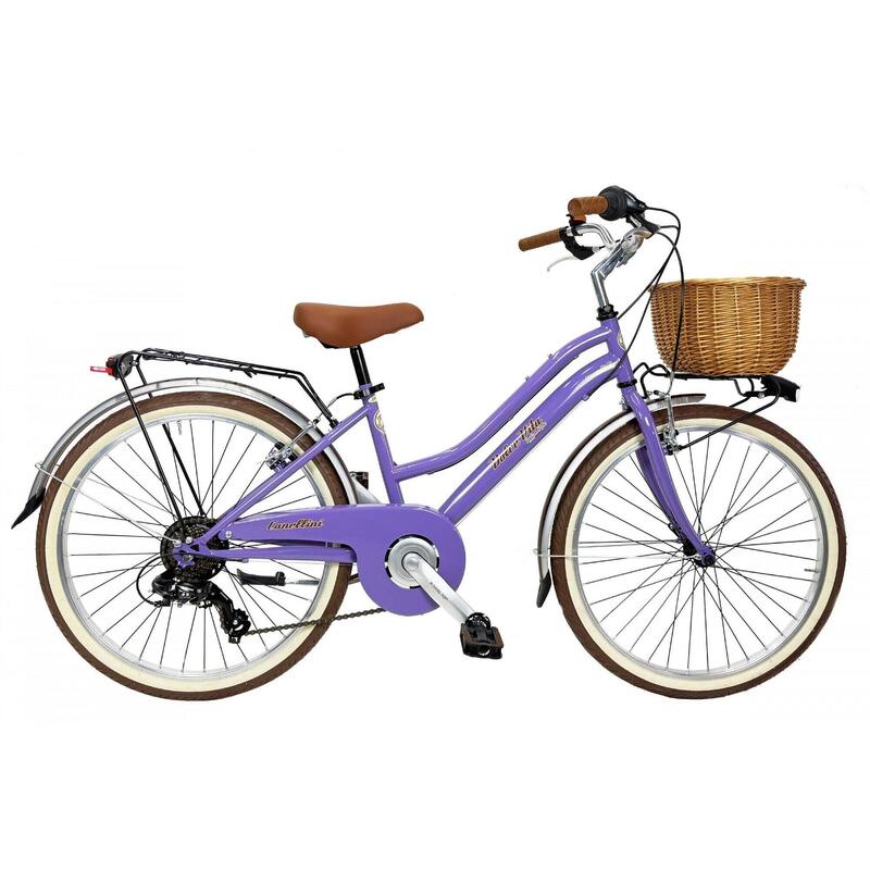 Bicicletă pentru fete Dolce Vita by Canellini JUNIOR 24" cu coș - Violet