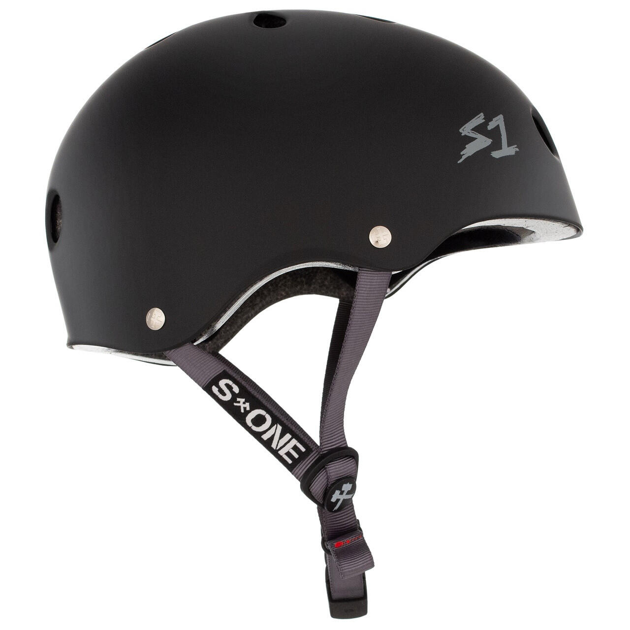 Casque Lifer - Noir Mat - Droit - Sangles Grises - Taille XL - S ONE 2/3