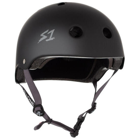 Casque Lifer - Noir Mat - Droit - Sangles Grises - Taille XL - S ONE