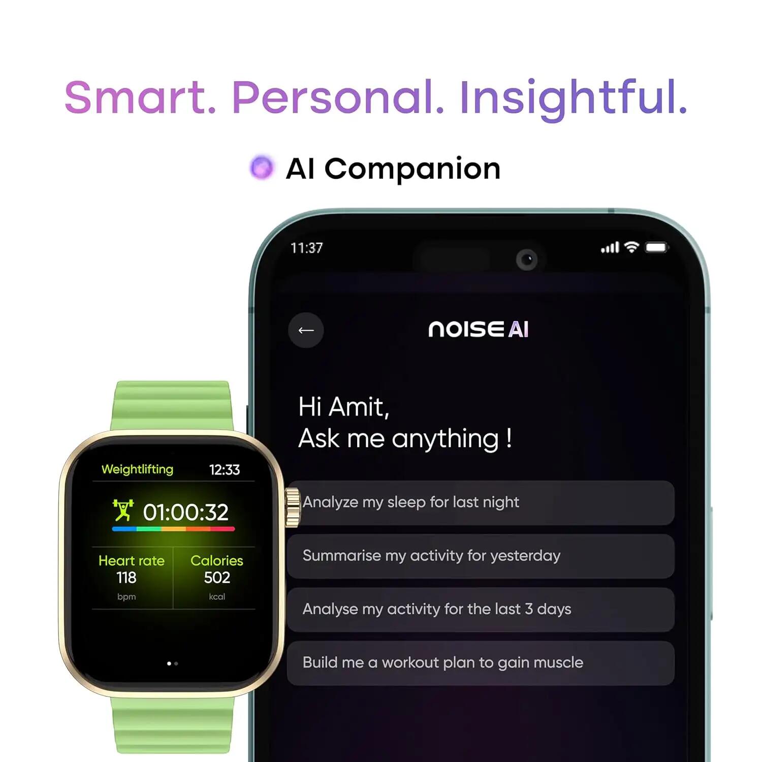 Relógio Smartwatch NOISE Pro 6 AI Verde 3/5