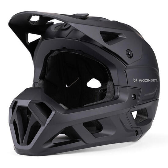 Kask rowerowy fullface MTB enduro Wozinsky L czarny z osłoną szczęki