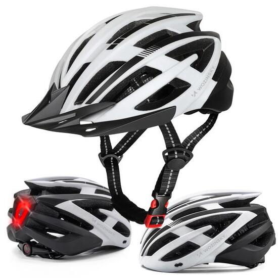 Kask rowerowy MTB Wozinsky M 54-57 cm z lampką USB czarno-biały