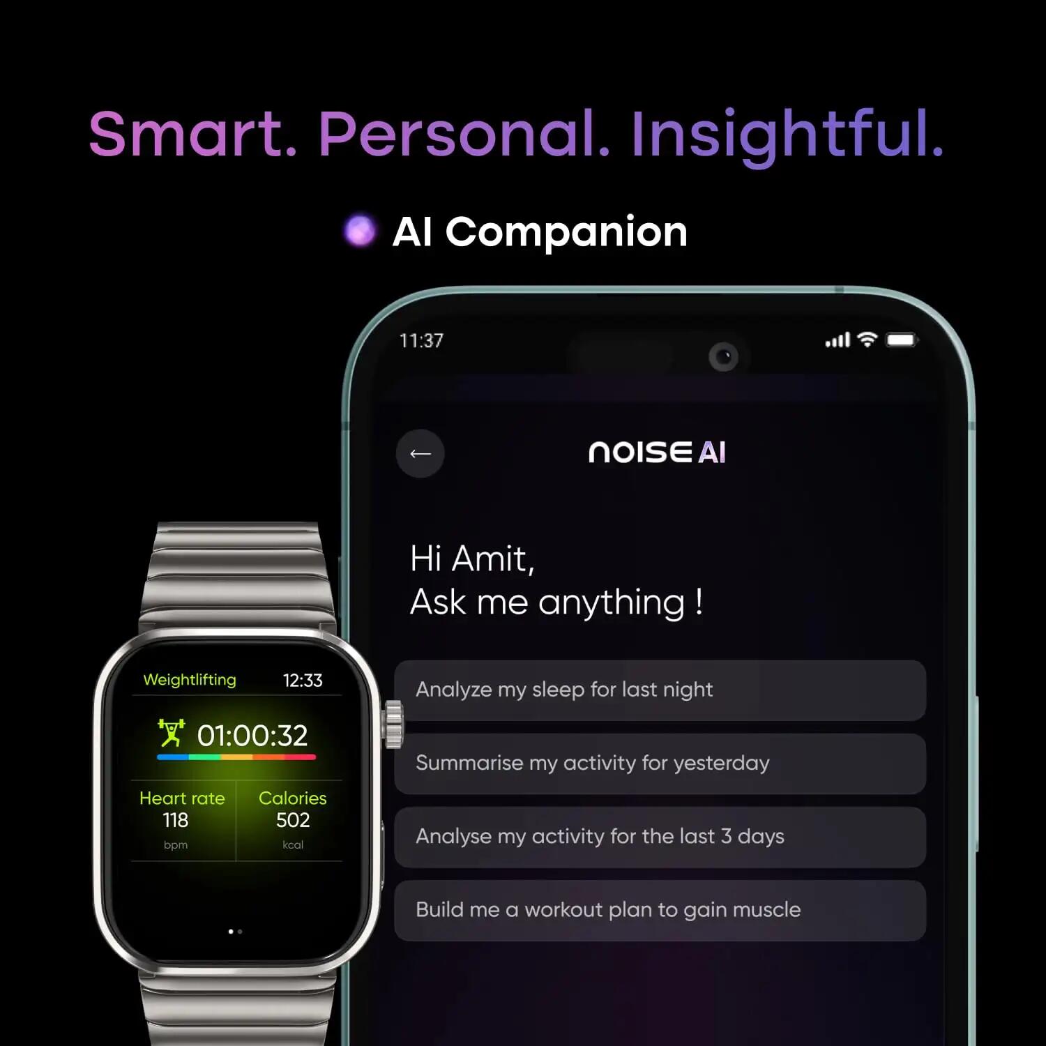 Orologio intelligente Smartwatch NOISE Pro 6 MAX AI GPS Jet Nero 7/7