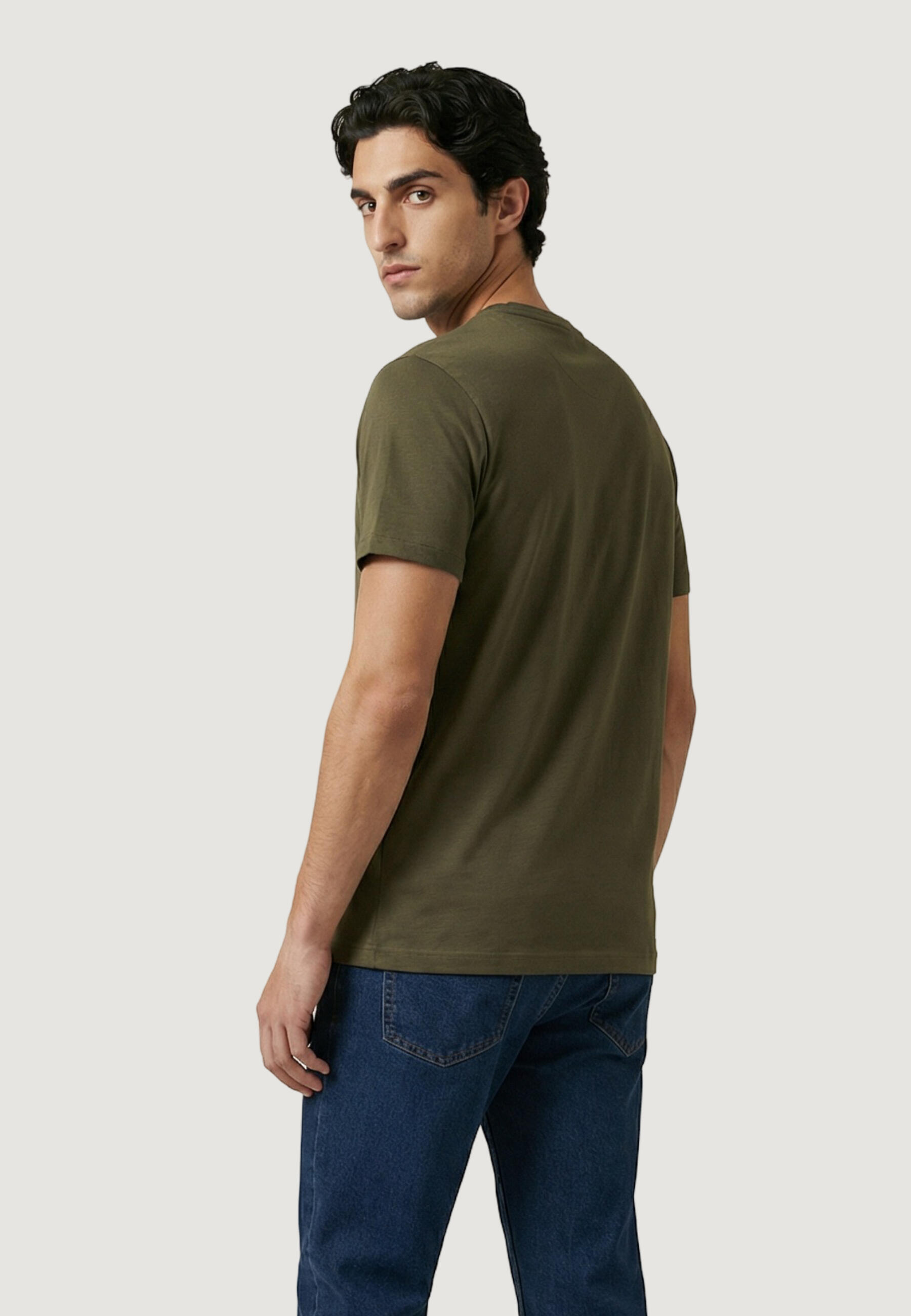 t-shirt crop top MICK-BASIC HOMME olive verte 3/5