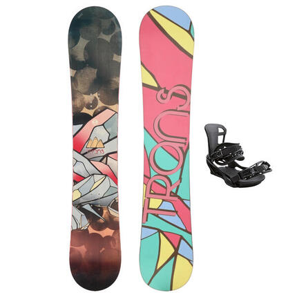 Trans Set Damen Snowboard CU Girl Wood Multicolor 147cm mit Sonic Bindung M Sale