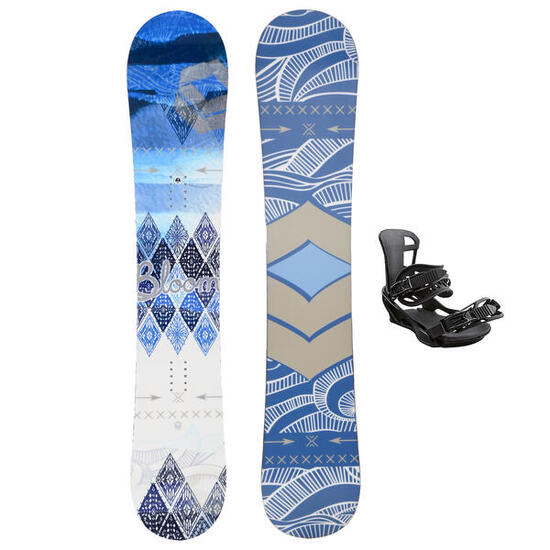 FTWO Set Damen Snowboard Bloom Ink Blau 147cm mit Sonic Bindung M Sale
