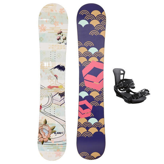 FTWO Set Damen Snowboard Bloom Multicolor 147cm mit Sonic Bindung M Sale